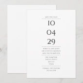 Modern Eenvoudig Zwart en Wit Save the Date Kaart (Voorkant / Achterkant)