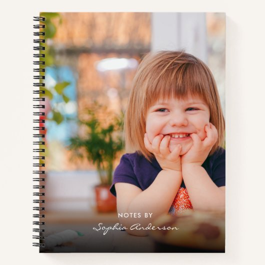 Modern eenvoudig zwart fotoscript monogram notitieboek (Voorkant)