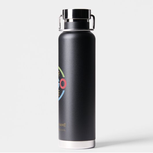 Modern Eenvoudig Zwart Goud Bedrijf Business Logo Waterfles (Achterkant)