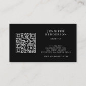 Modern eenvoudig zwart grijs QR code professional Visitekaartje (Achterkant)