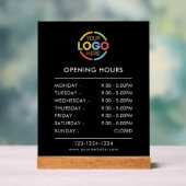 Modern Eenvoudig Zwart | Openingstijden Business L Acryl Bord (Neutraal)
