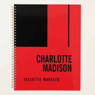 Modern Eenvoudig Zwart Rood Minimalistisch Tweekan Planner