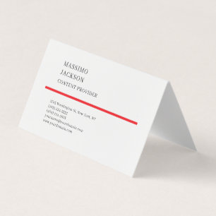 Modern Eenvoudig Zwart Rood Wit Minimalistisch Visitekaartjes