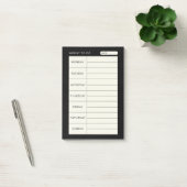 Modern eenvoudig zwart weekblad post-it® notes (Kantoor)