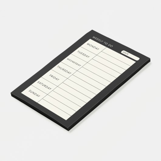 Modern eenvoudig zwart weekblad post-it® notes (Schuin)