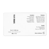 Modern eenvoudig zwart wit 2 oz druppelaar fleseti etiket (Voorkant)