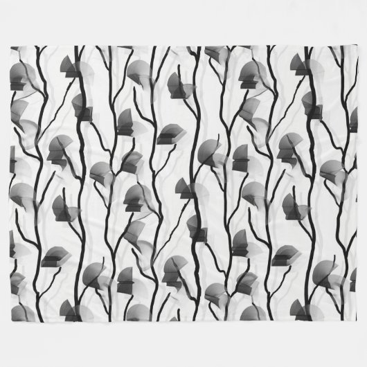Modern Eenvoudig Zwart Wit Abstract Vine Fleece Deken (Voorkant (Horizontaal))