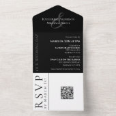 Modern Eenvoudig Zwart-Wit-Bruiloft- All In One Uitnodiging (Binnen)