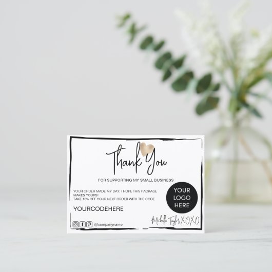 modern eenvoudig zwart - wit dank u maar visitekaartje (Staand voorkant)