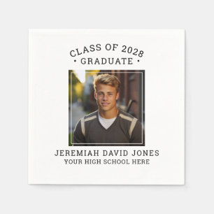 Modern eenvoudig zwart-wit foto Afstuderen Servet