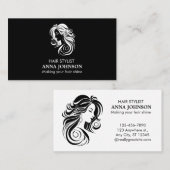 Modern eenvoudig zwart wit Haarstylist Visitekaartje (Voorkant / Achterkant)
