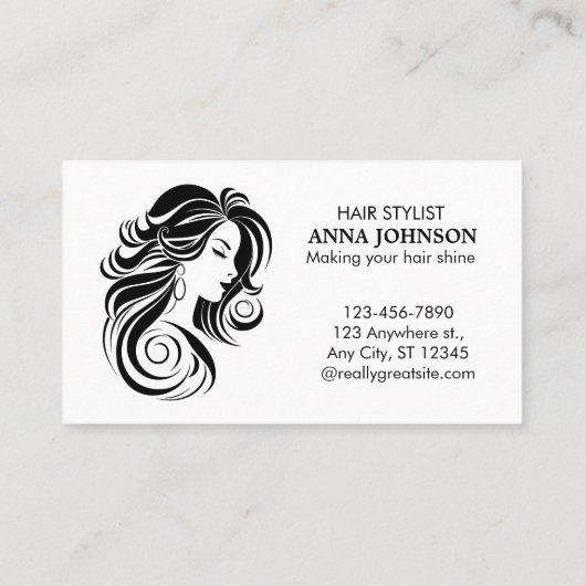 Modern eenvoudig zwart wit Haarstylist Visitekaartje (Achterkant)