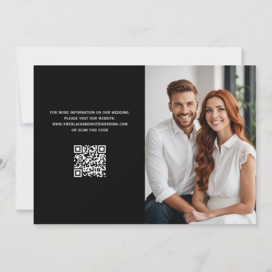 Modern Eenvoudig Zwart-Wit QR Code Foto Save The Date (Achterkant)