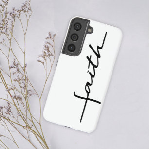 Modern eenvoudig zwart wit script geloof samsung galaxy hoesje