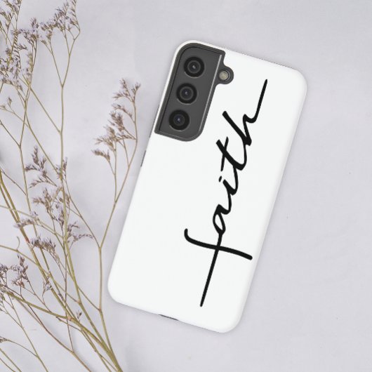 Modern eenvoudig zwart wit script geloof samsung galaxy hoesje
