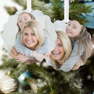 Modern Eenvoudige Be Merry Typografie 1 Foto Ornament Kaart