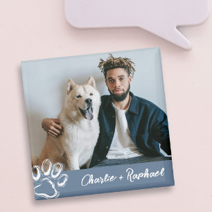 Modern Eenvoudige Hond Dierentuin Foto Pootafdruk Magneet