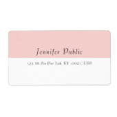 Modern Eenvoudige Sjabloon Roze Wit Elegant Etiket (Voorkant)