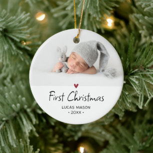 Modern Eerste Kerstmis Foto Baby Keramisch Ornament