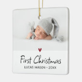 Modern Eerste Kerstmis Foto Baby Keramisch Ornament (Links)