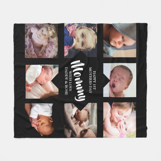 Modern | Eerste Moederdag | Foto Collage Fleece (Voorkant (Horizontaal))