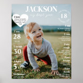 Modern Eerste Verjaardagsfoto Milestone Poster (Voorkant)