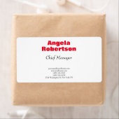 Modern effen eenvoudig minimalistisch rood wit etiket (Insitu)