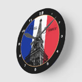 Modern Eiffel Tower, Parijs, Franse vlag / Frankri Ronde Klok (Hoek)
