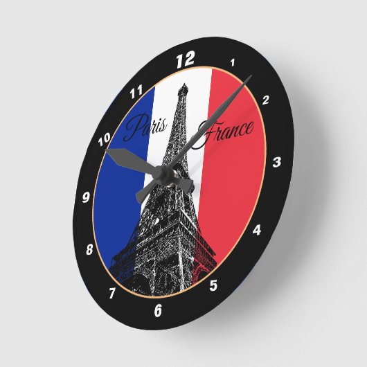 Modern Eiffel Tower, Parijs, Franse vlag / Frankri Ronde Klok (Hoek)