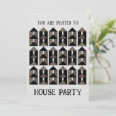 Modern eigentijds huis feest kaart (Staand voorkant)