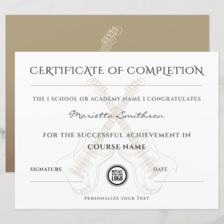 Modern Electric Guitar Chic Completion Certificate