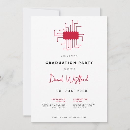 Modern Electrical Engineer Gradution Party nodigt  Kaart (Voorkant)