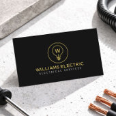 Modern Electrician Logo Monogram Black Visitekaartje