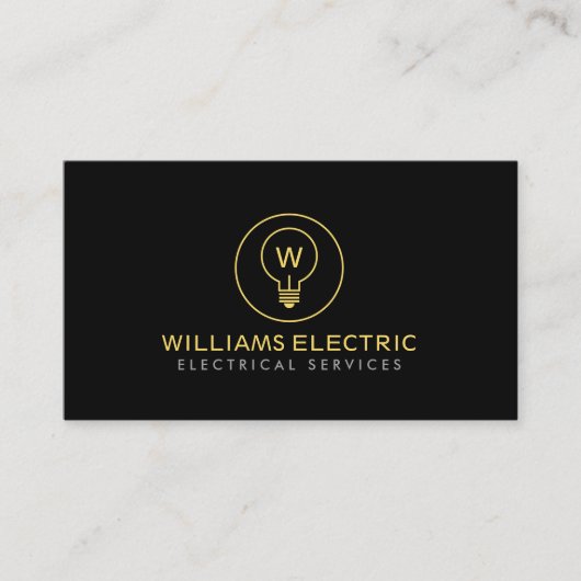 Modern Electrician Logo Monogram Black Visitekaartje (Voorkant)