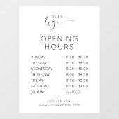 Modern Elegaant Zakelijk Logo Wit Openingstijden Raamsticker (Vel)