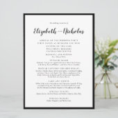 Modern Elegance Black and White Wedding Reception Programma (Staand voorkant)