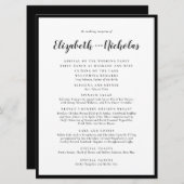 Modern Elegance Black and White Wedding Reception Programma (Voorkant / Achterkant)