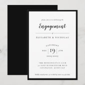 Modern Elegance Black en White Verloving Invite (Voorkant / Achterkant)