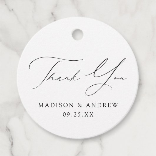 Modern Elegance Black Wedding Bedankt Bedankjes Labels (Voorkant)