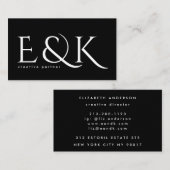 Modern Elegance Bold Big Monogram Black script Visitekaartje (Voorkant / Achterkant)