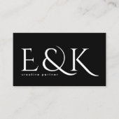 Modern Elegance Bold Big Monogram Black script Visitekaartje (Voorkant)