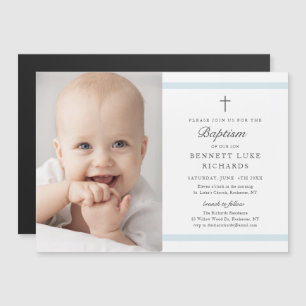 Modern Elegance Boys Photo Baptisme Invitation Magnetische Uitnodiging