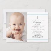Modern Elegance Boys Photo Baptisme Kaart (Voorkant)