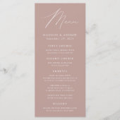 Modern Elegance Dusty Roos Wedding Menu (Voorkant)