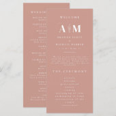 Modern Elegance Dusty Roos Wedding Programma (Voorkant / Achterkant)