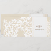 Modern Elegance Ecru Fleur de Lis Wedding Kaart (Voorkant / Achterkant)