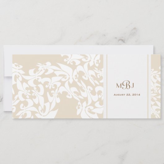 Modern Elegance Ecru Fleur de Lis Wedding Kaart (Voorkant)