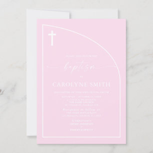 Modern Elegance Girl Baptism Invitation Kaart