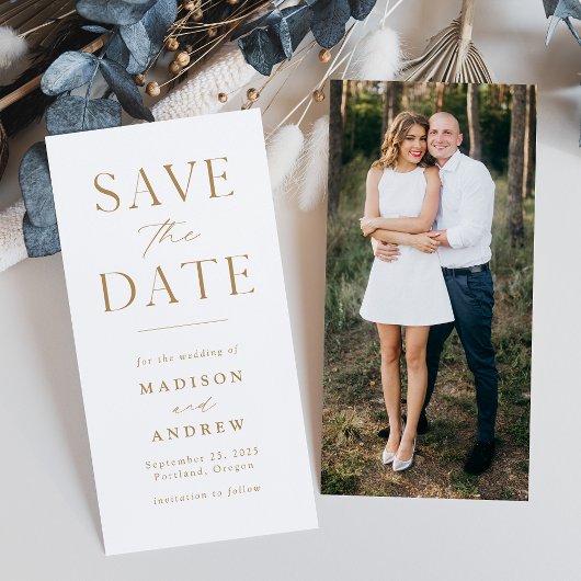Modern Elegance Gold Photo Save the Date