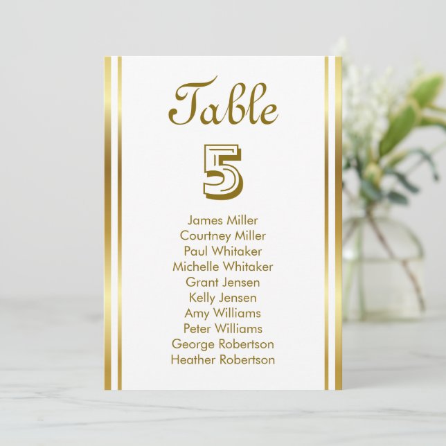 Modern Elegance Gold Table Number Seating (Staand voorkant)